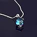 Blue Swarovski Crystals Pendant Necklace, Cat Eye Jewels S925 Sterling Silver Color Changing Ocean of Heart Necklace for Women Girls SW004