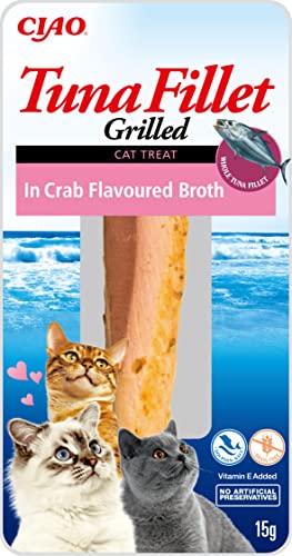 Grilled Tuna Fillet in Crab Flavoured Broth by Inaba - 1 Packs 15g / Cat Treat, Delicious & Healthy Snack, Food Topper, Pill Assist, Training Treat, Natural, Grain Free