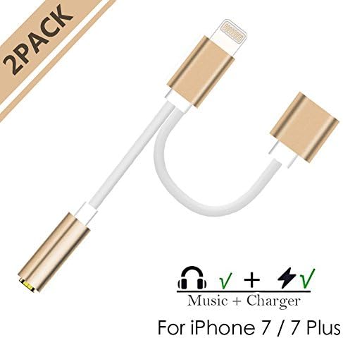 Iphone 7 / 7 plus Adapter,INGOUE 2 in 1 Lightning Adapter and Charger, Lightning to 3.5mm Aux Headphone Jack Audio Adapter for iPhone 7 / 7 plus adapter (colour-070)