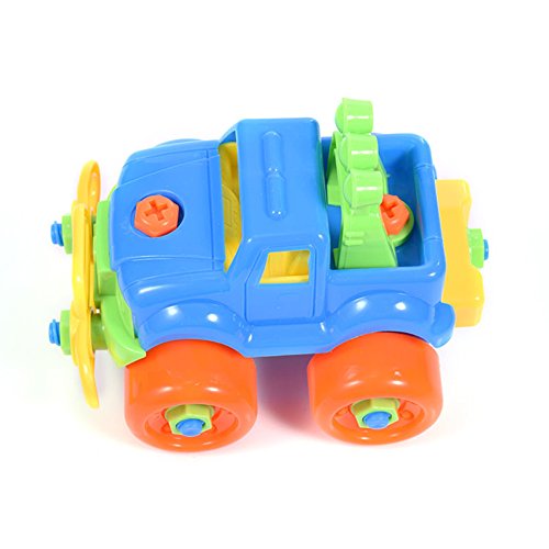 Ocamo Puzzle Toys Colorful Disassembly Assembly Vehicle Toy with Wrench Screwdriver Novelty Building Block Gift for Kids Jeep
