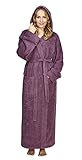 Arus Women's Pacific Style Full Length Hooded Turkish Cotton Bathrobe, S, Plum