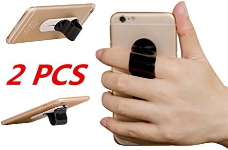 NewVan Tech 2 PCS Cell Phone Grip and Stand, 3 in 1 Handheld Finger Strap Holder Car Vent Holder For SmartPhone Small Tablet (Black)