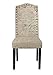 Cortesi Home Miller Dining Chair in Beige Script Fabric (Set of 2), Beige