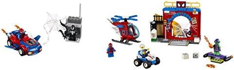 LEGO Juniors Spider-Man: Spider-Car Pursuit 55pcs &amp; Juniors Spider-Man Hideout 137pcs Playset 2 Pack Building Toys