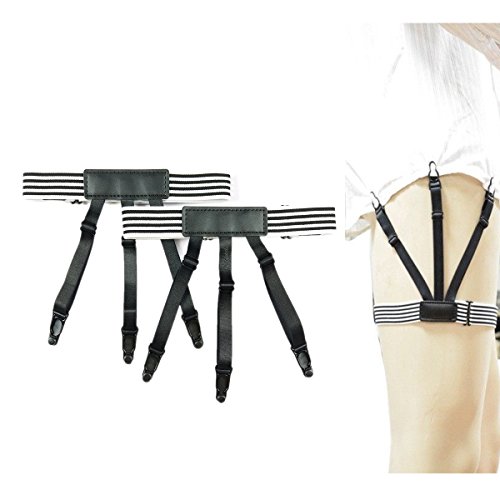 Jelinda Side Fixing Adjustable Shirt Stay Garters with Non-slip Locking Clamps, Plastic 3, One Size