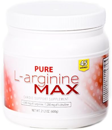 Pure Max Nutrition L-arginine MAX Cardio Support Supplement - 6000mg of L-arginine &amp; 1200mg of L-citrulline, 45 Servings per Bottle (21.2 oz)