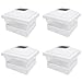 iGlow 4 Pack White Outdoor Garden 5 x 5 Solar LED Post Deck Cap Square Fence Light Landscape Lamp Lawn PVC Vinyl Wood
