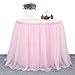 Suppromo 9ft Pink Tulle Table Skirt for Rectangle Tables or Round Tables Tutu Table Cloths for Princess Baby Shower Girl Birthday Party Cake Dessert Decorations(L9(ft)*H 30in, Pink)