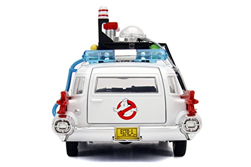 Jada Toys Hollywood Rides: Ghostbusters Ecto-1 Die-Cast Collectible Toy Model Car/Vehicle, White, 1:24 Scale