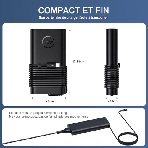 Dragblac USB-C Charger 130W for Dell XPS 15 9520 9530 9560 XPS 17 9700 Precision 3561 3570 3571 3581 3480 5550 inspiron 16 7630 Latitude 3550 5520 7410 9410 94 10 Computer Adapter Portable
