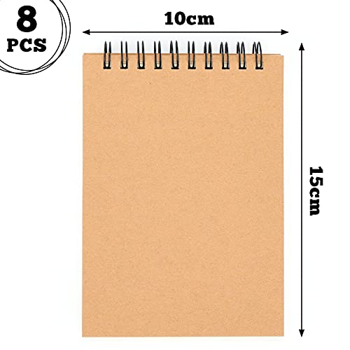 HAKACC A6 Spirale Notizblock, 8 Stück Klein Punkt Notizbuch 80 Blatt Notizheft Skizzenblock Journal Tagebuch Schreibblock Zeichenblock