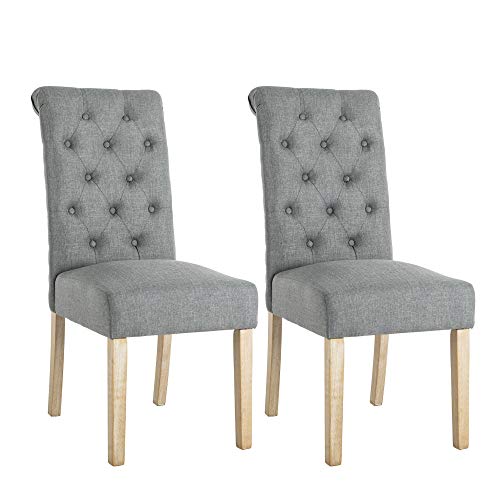 NOBPEINT Fabric Upholstered Dining Chair Solid Wood Legs