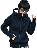 Eshion Women Thumb Hole Funnel Neck Full Zip Hoodie Sweatshirt Jacket Coat Outerwear