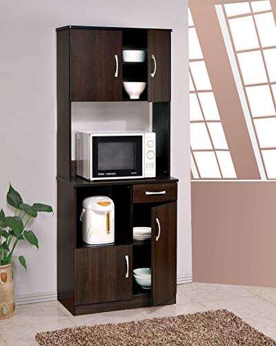 Major-Q 70" H Espresso Finish Wooden Baker's Rack Buffet Console Kitchen Cabinet, 9012258