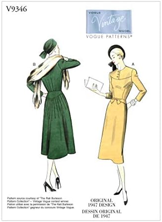 Vogue Patterns Misses Dress ヴィンテージ オリジナルデザイン ワンピースドレス型紙セット オンライン限定商品 サイズ Us6 8 10 12 14 V9346 1947年