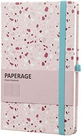 Paperage Lined Journal Notebook, Hard Cover, Medium 5.7 x 8 inches, 100 gsm Thick Paper (Pink Granite, Ruled) Office Product
