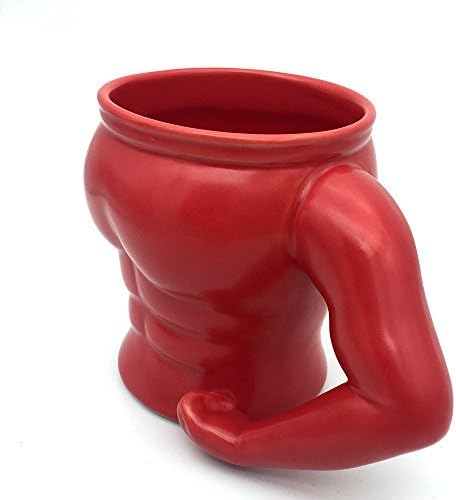 Wnice - Coffee Tea Muscle Mug - Creative Gift - Ceramic Cup - Color Red - 12oz