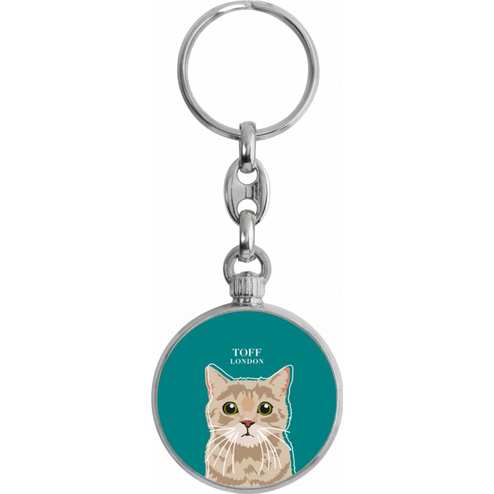 Toff London Beige Tabby Cat Head Keyring