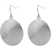 TONLUYAX Matte Gold Silver Disc Earrings for Women Dangle Drop Earrings
