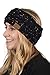 Funky Junque Women's Fleece Lined Head Wrap Headband Ear Warmer Cable Knit Scalloped Ear Warmers - 1 Confetti Oatmeal, 1 Solid Black (2 Pack)