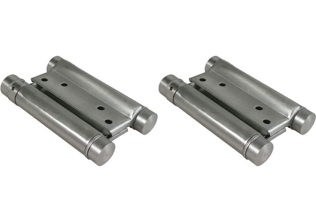 bricoleva.it Pair of Double Action Spring Hinges, Spring Hinges for Swing Door, Saloon, Coffee, Salon Door Hinges, Bar Hinges (Nickel Plated 125 mm)
