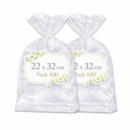 Ofituria Cellofaanzakjes, transparant, 22 x 32 cm, grote transparante zakjes voor dozen en sets, transparante zakjes voor elegante cadeauverpakkingen, ideaal voor winkels, 2 verpakkingen (200 zakken)