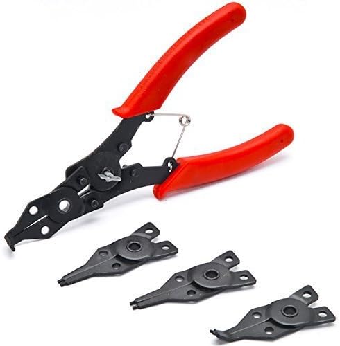 4 in 1 Snap Ring Pliers Plier Set Circlip Combination Interchangeable Retaining Clip Tool Kits External + Internal Retaining Multiple Jaws by KapscoMoto