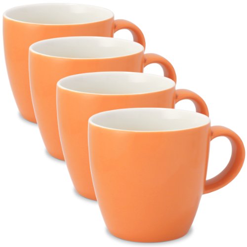 FORLIFE Uni Tea/Coffee Cup with Handle (Set of 4), 11 oz, Carrot - Thumbnail 3