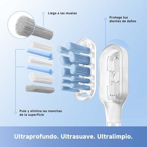 Fresh Pro 3DClean cepillo de dientes con aplicación, Recargable para adultos, 2 cabezales de cepillado 3-en-1 y estuche de viaje, 30 días de duración de la batería, Plateado