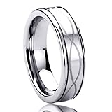 6MM Titanium Mens Womens Rings Laser Etched Infinity Patterned Comfort Fit Wedding Bands
