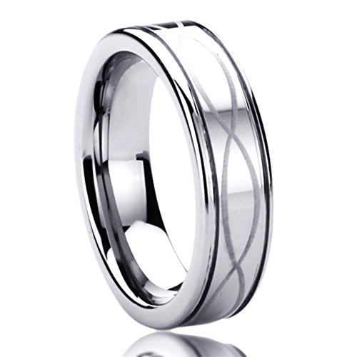 6MM Titanium Comfort Fit Wedding Band Ring Laser Etched Infinity Patterned Ring (5 to 10)