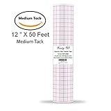 Vinyl Transfer Paper Tape Roll 12" x 50 FT Clear w/Red Alignment Grid | Application Tape Perfect for Cricut Cameo Silhouette Self Adhesive Oracal for Signs Crafts Stickers Decals | Medium Tack