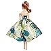 Peregrine Blue & Green Damask Pattern Print Silk Prom Dress for 11.5 inches Dolls