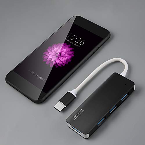 RSHTECH USB C Hub Type C to 4 Port USB 3.0 Hub Ultra Slim Splitter (Black) - Thumbnail 4