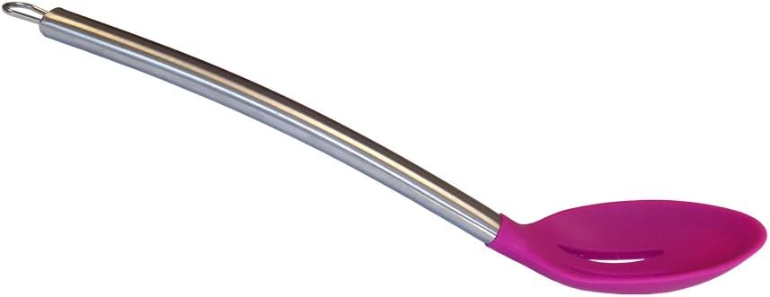 Kitchen Utensils Large Silicone Serving Mixing SLOTTED SPOON with Heat Resistant Silicone Spoon and Stainless Steel Handle. PURPLE
