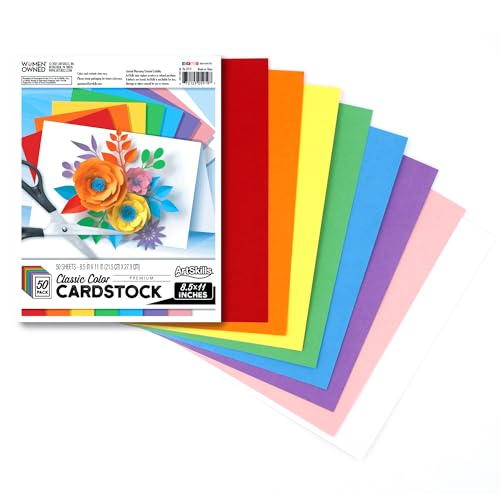 ArtSkills 65 lb Cardstock Paper, 8.5” x 11”, 176 gsm Colored Craft Paper for Arts, Crafts, Scrapbooking & Card Making, 50 pc