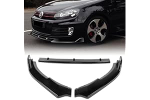 HK5 3 Pieces Front Bumper Lip Spoiler Splitter Side Body Kit Trim Protection Compatible with 2010-2013 Volkswagen Golf MK6 GTI Model, 2011 2012 (Painted Black)