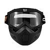 KKmoon Motormasker, afneembare bril en mond, filter voor open helmen, motorcross, skiën, snowboard, wit met getinte lens
