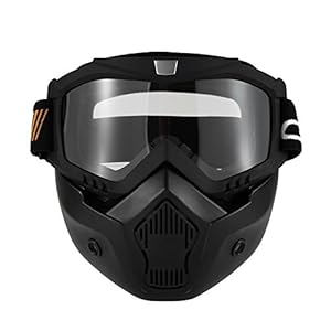 KKmoon Motormasker, afneembare bril en mond, filter voor open helmen, motorcross, skiën, snowboard, wit met getinte lens