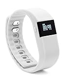 BlueWeigh Wireless Bluetooth 4.0 Fitness Activity Tracker Wristband - White