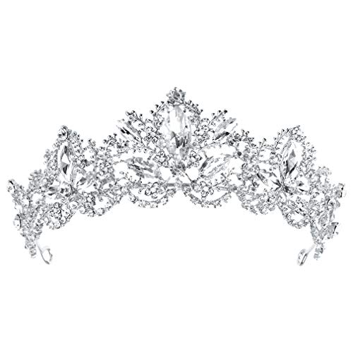 Didder Silver Tiara for Women, Crystal Crown for Bridal, Princess, Girls Birthday, Prom, Wedding, Halloween Costume Hair Accessories