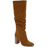 Juliet Holy Womens Knee High Boots Chunky High Heel Square Toe Side Zipper Wide Calf Boot