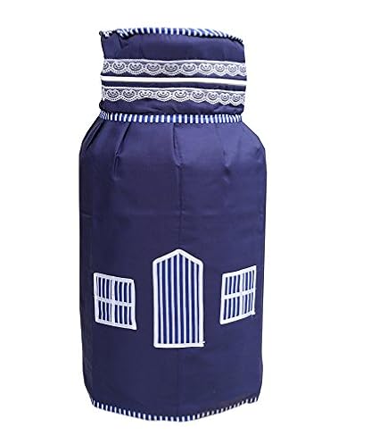 Kuber Industries Quilted Cotton Cylinder Cover - Blue, 3 Layered