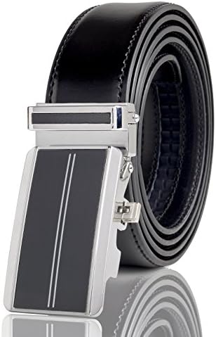 Cremson Men Gift Genuine Leather Metal Automatic Buckle Track Ratchet Dress Belt