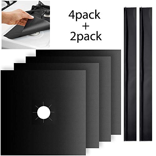 PROKITCHEN Gas Range Protectors Kit with Stove Counter Gap Reusable Non-Stick and Easy to Clean Stove Burn Cover FDA Approved Heat Resistance Fire Shield