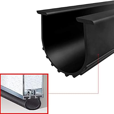 Garage Door Bottom Seal Strip Universal Rubber Weather Stripping Replacement T-Style 3 3/4 in Width X 20 Ft Lenth (Black)