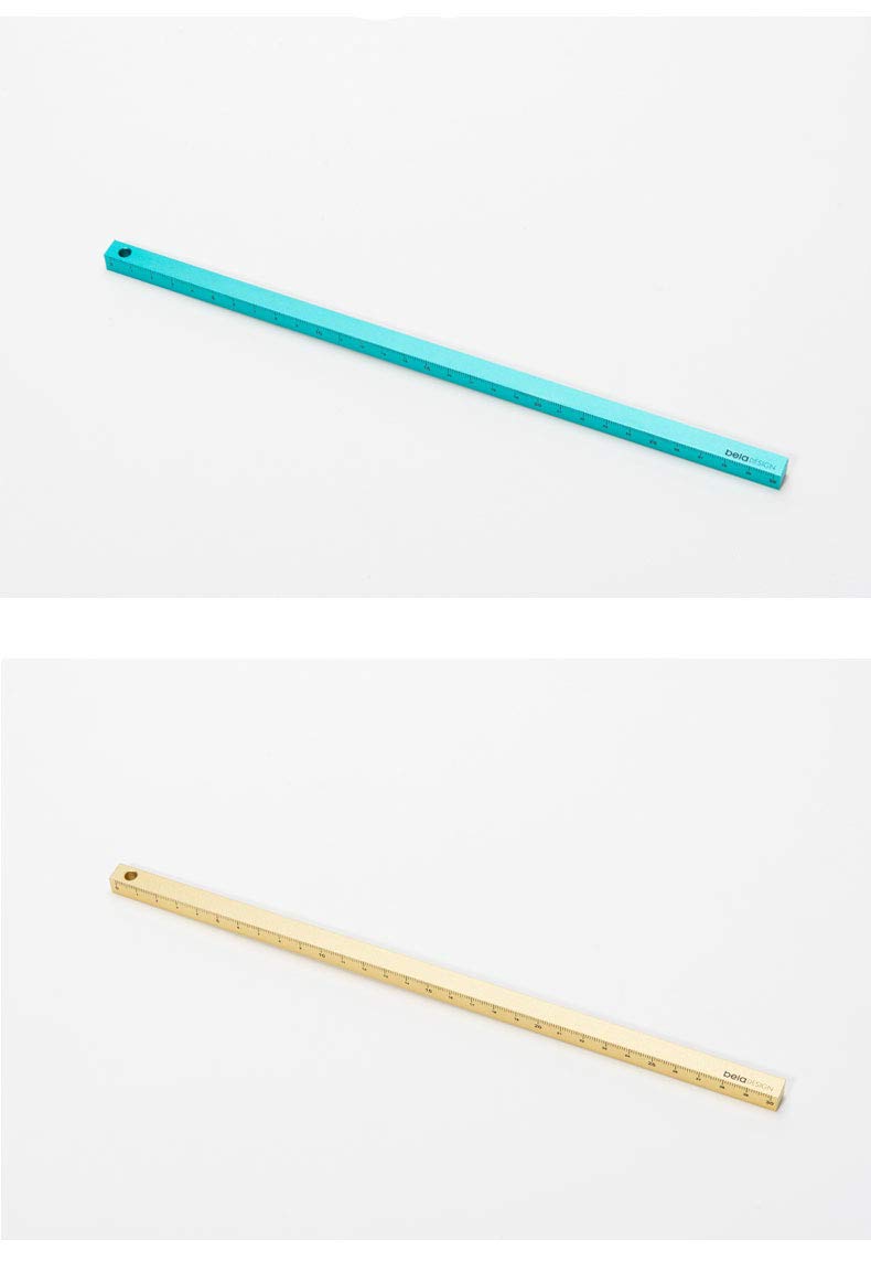 Bela\'s Square Ruler, Aluminum Ruler, Measuring and Drawing Tool, 30 cm Metal Ruler Creative Birthday Gift for Boys, Children and Women (Red)