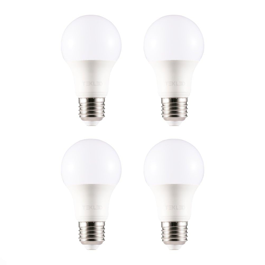 TEKLED® A60 LED Bulbs | E27 Edison Screw | Energy Saving 7W Light Bulb 60W Incandescent Bulb Equivalent | 4000K DIMMABLE 595LM | 4-Pack | Cool White