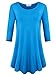 JollieLovin Womens 3/4 Sleeve Loose Fit Swing Tunic Tops Basic T Shirt (Deep Sky Blue, L)