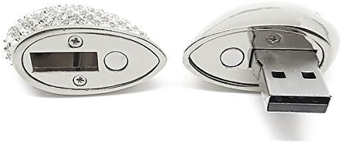 LIANGUK 8GB USB Flash Drive Necklace - Jeweled Metal Heart USB Memory Stick Pendant USB Stick Flash Memory Drive-Silver